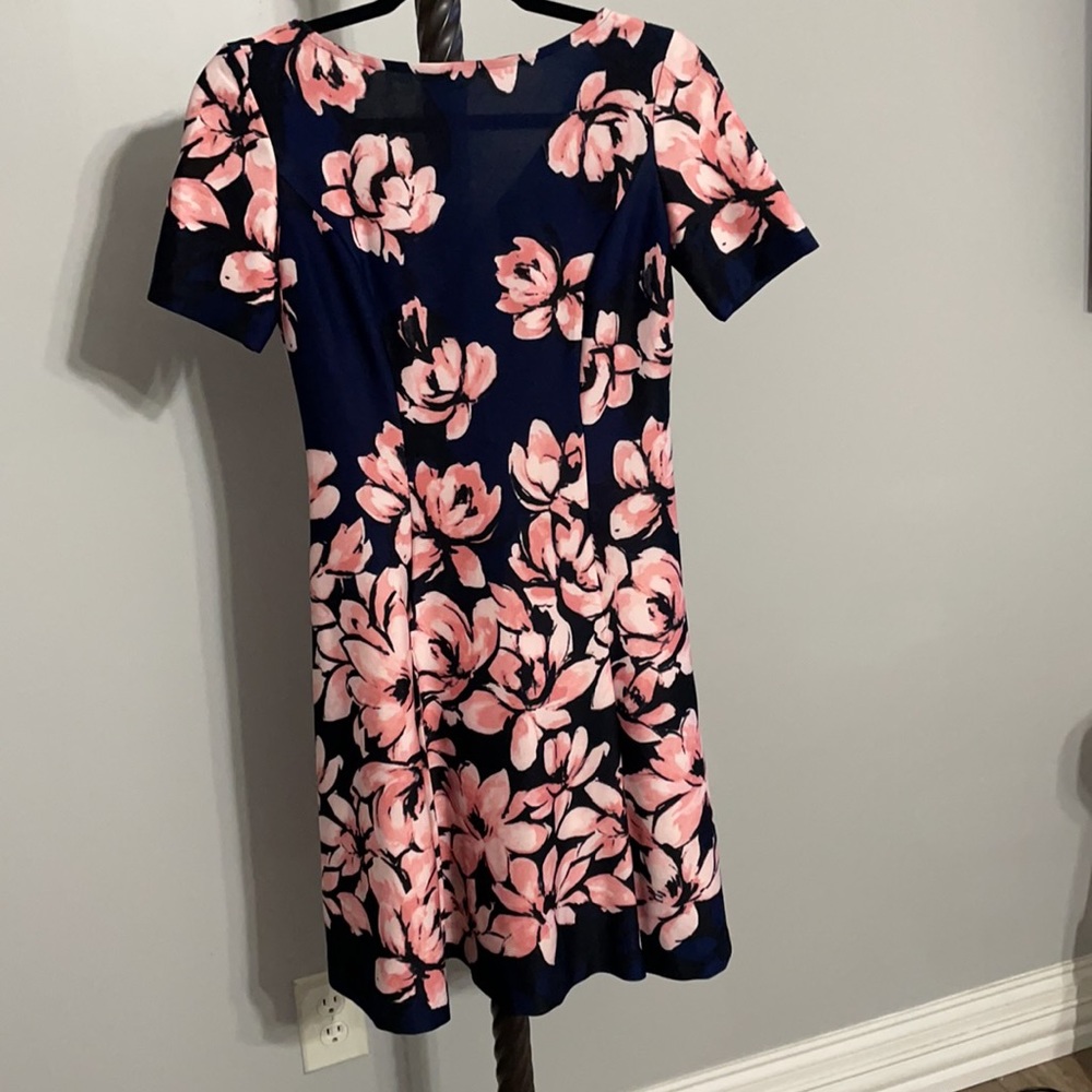 Donna Morgan Dark Blue and Pink Floral Dress